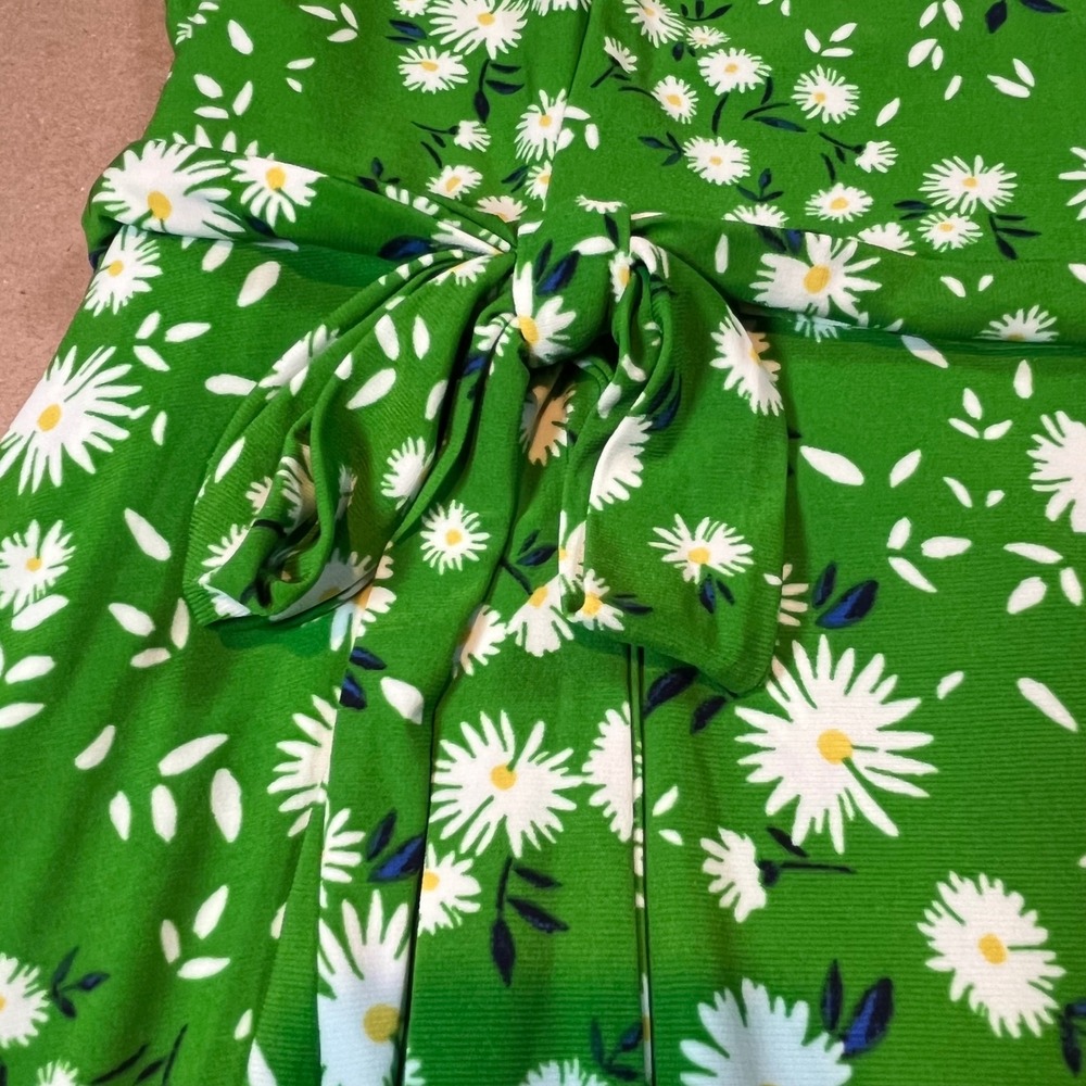 Tommy Hilfiger Green Daisy Floral V-Neck Sleeveless Midi Dress 16W NWT X1AJ1JEV - Picture 4 of 9